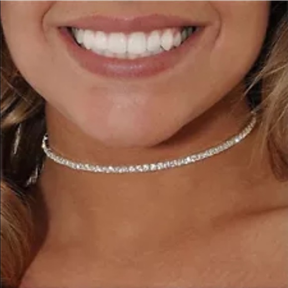 Rhinestone Choker Necklace Party Formal Casual Silver Gold - Picture 14 of 15